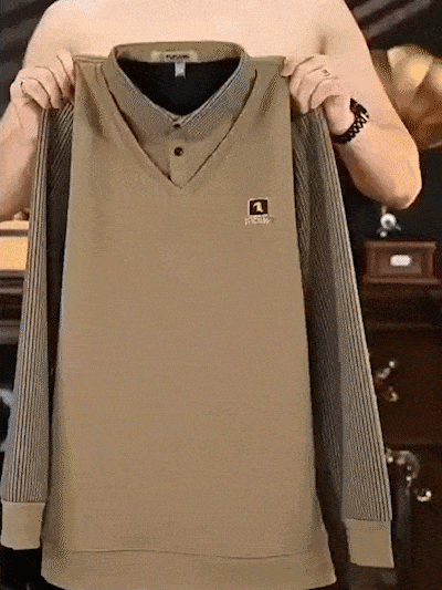 Fake-Zweiteiler-Pullover für Herren aus Fleece