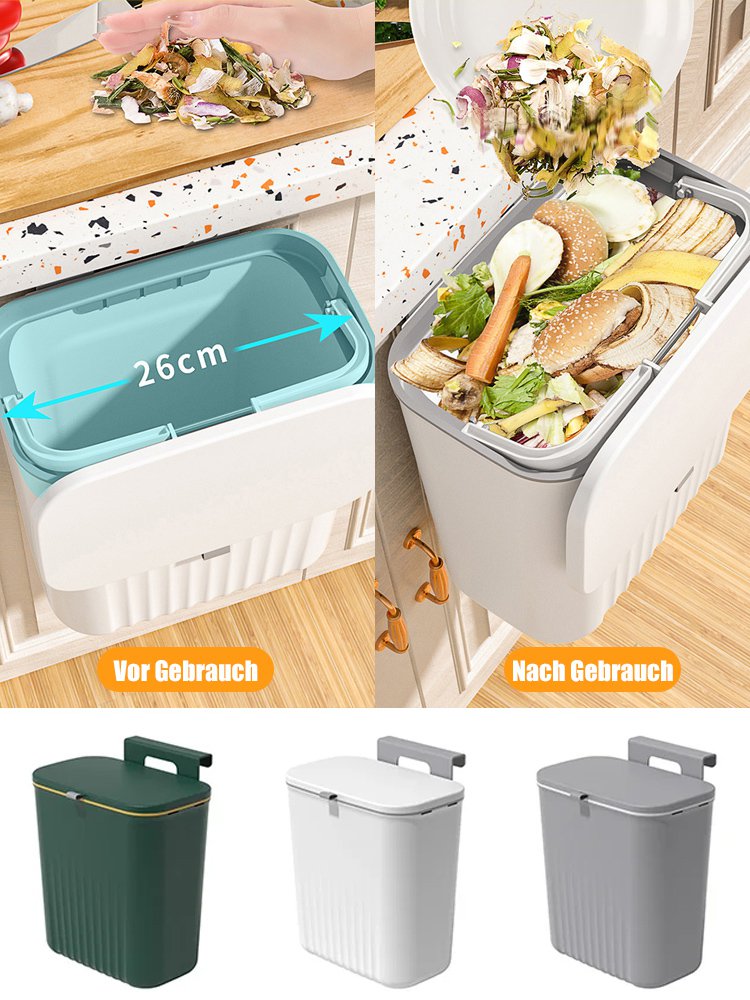 Hängender Mülleimer mit Schiebedeckel und Deckel