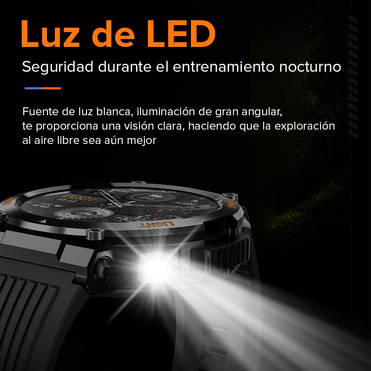 【Con luz LED incorporada】 Reloj inteligente todopoderoso para exteriores con llamada Bluetooth