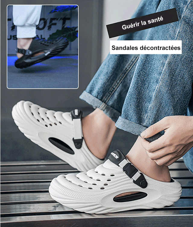 【Augmentez de 5 cm, soutenez la voûte plantaire】Chaussures à trous pour hommes à double usage-FBA