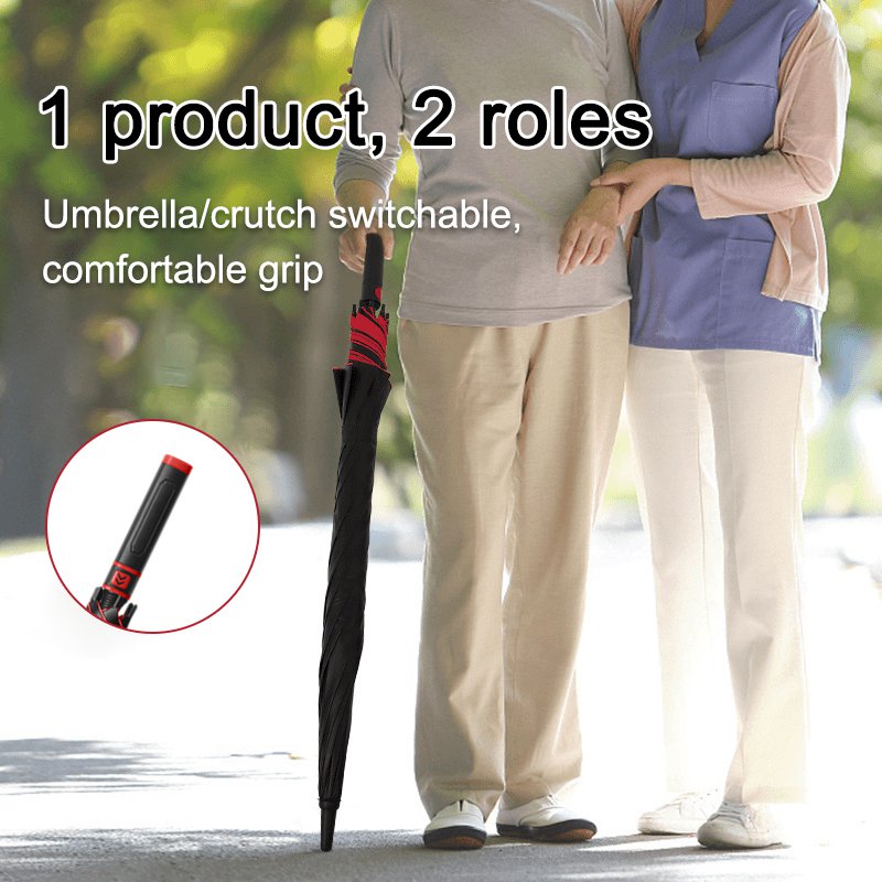 Golf black rubber long handle umbrella with waterproof cover