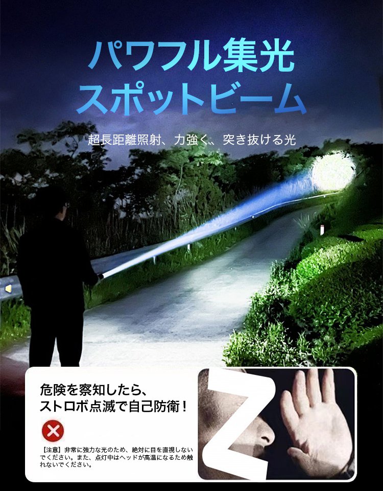 防災やアウトドアに便利なハイパワー・LED懐中電灯