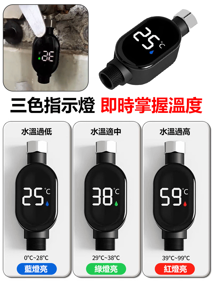 【0電費】花灑LED溫度顯示器