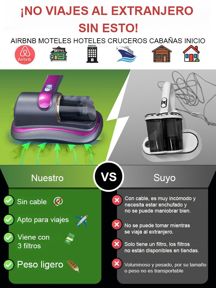 【Eliminador de ácaros inalámbrico con esterilización UV】