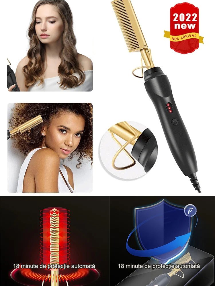 Perie electrică multifuncțională pentru îndreptare, potrivită pentru folosire pe păr umed sau uscat
