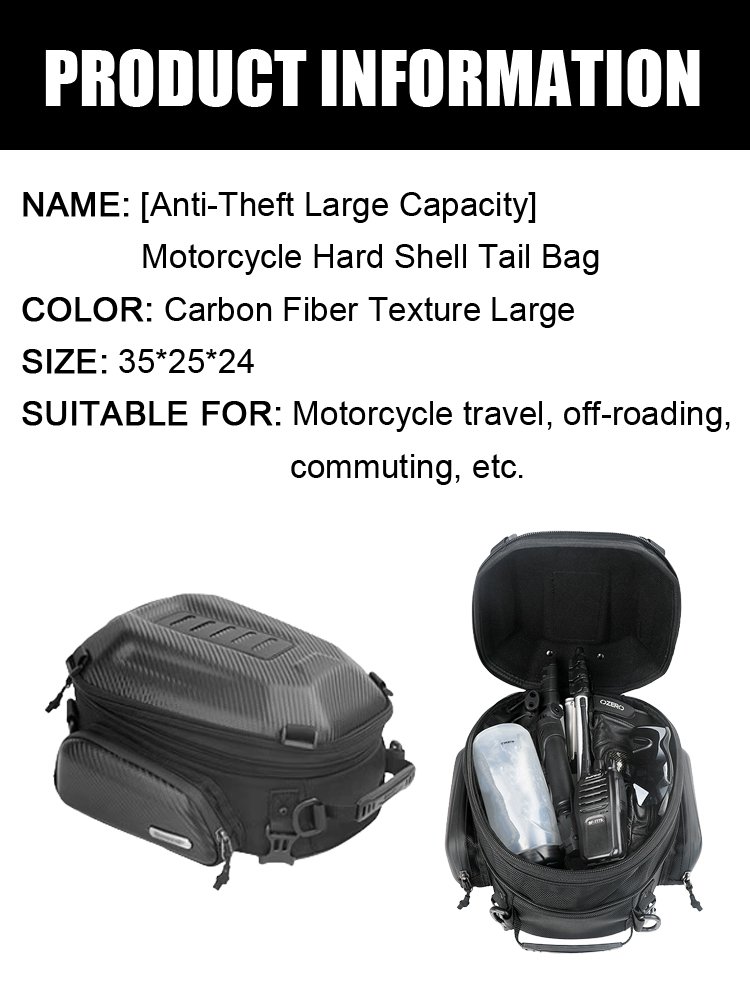 【Anti-theft large capacity】Motorcycle hard shell rear tail bag