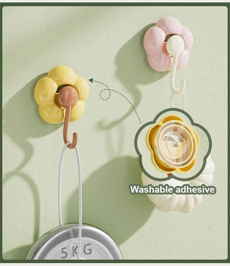 Easy installation of flower suction cup hook on glass surface