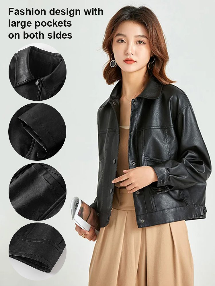 Women's leather short jacket