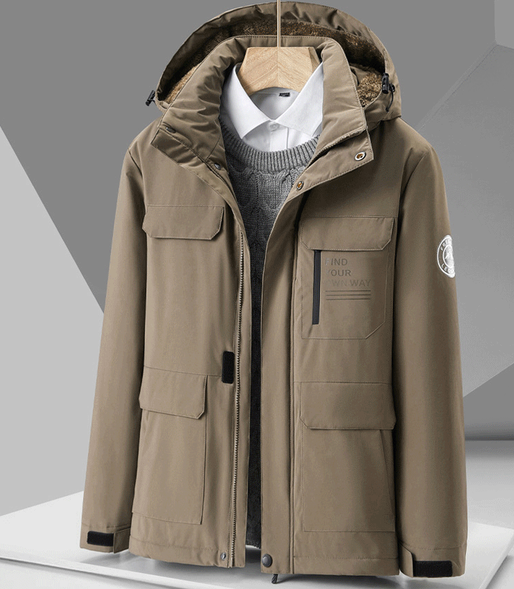 フード付き裏起毛防寒ジャケット