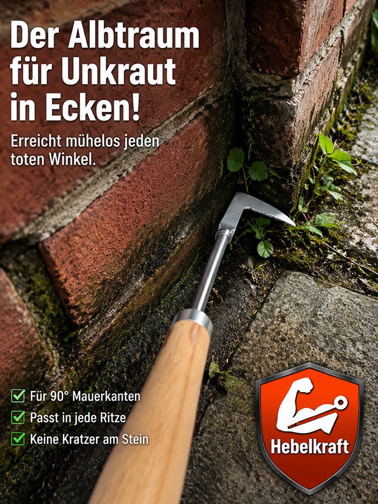 Unkrautentferner mit rechtwinkligem Design für Gartenarbeit