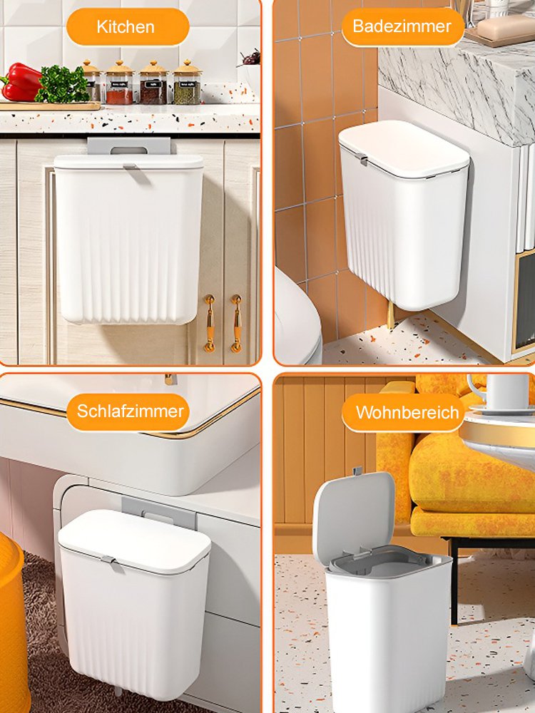Hängender Mülleimer mit Schiebedeckel und Deckel