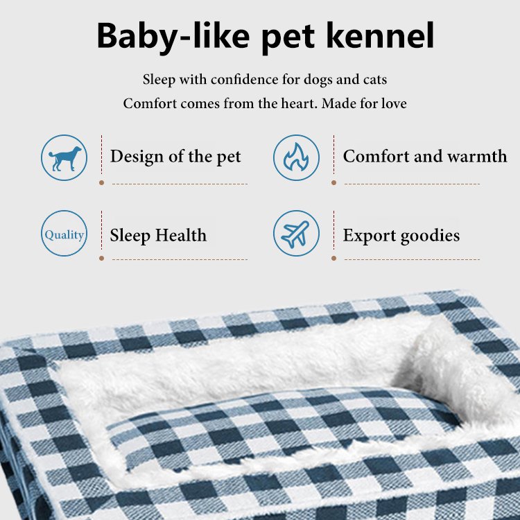 Classic Plaid Comfortable Calming Dog Bed