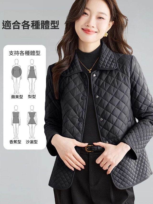 菱格時尚輕薄羽絨棉服