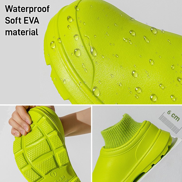 Non-slip and waterproof leather slippers with socks