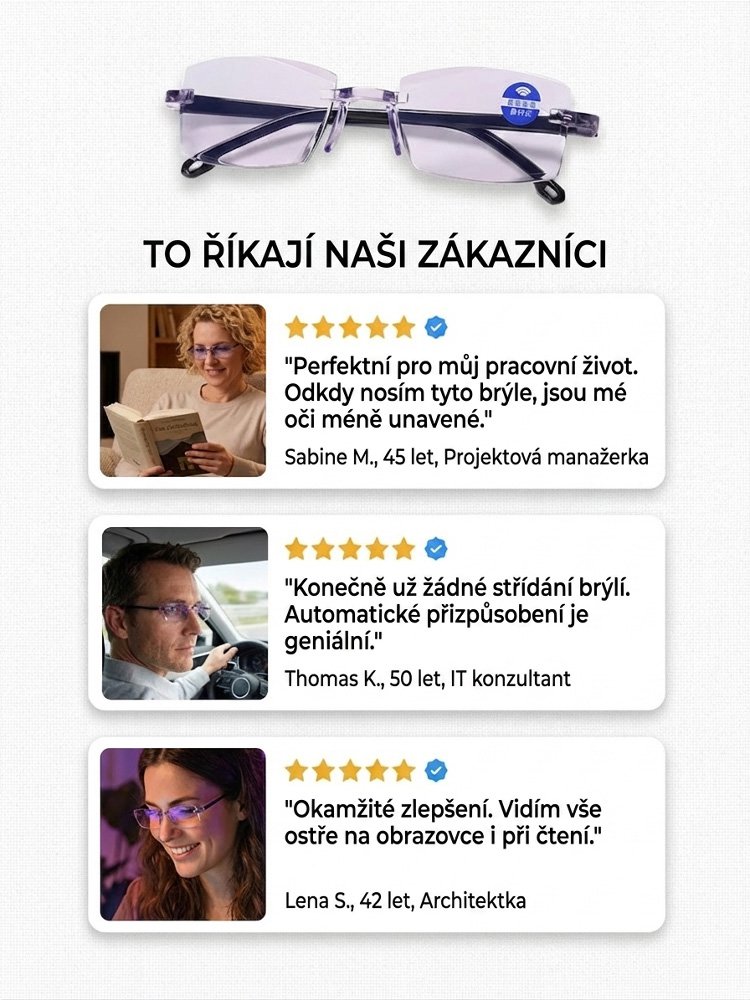 Vysoce kvalitní inteligentní brýle na čtení pro jasné vidění