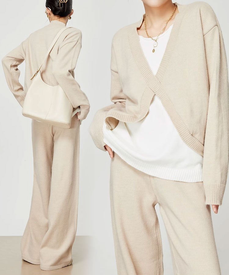 나른 스타일 개주얼 페이크 투피스 니트 세트