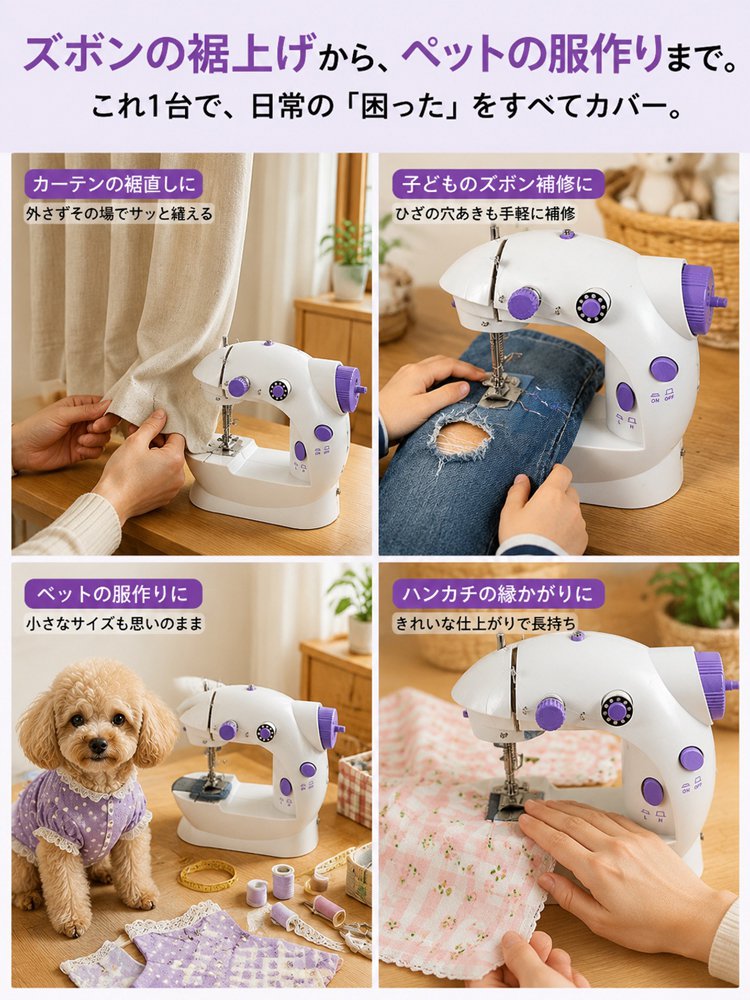 コンパクト家庭用全自動ミシン