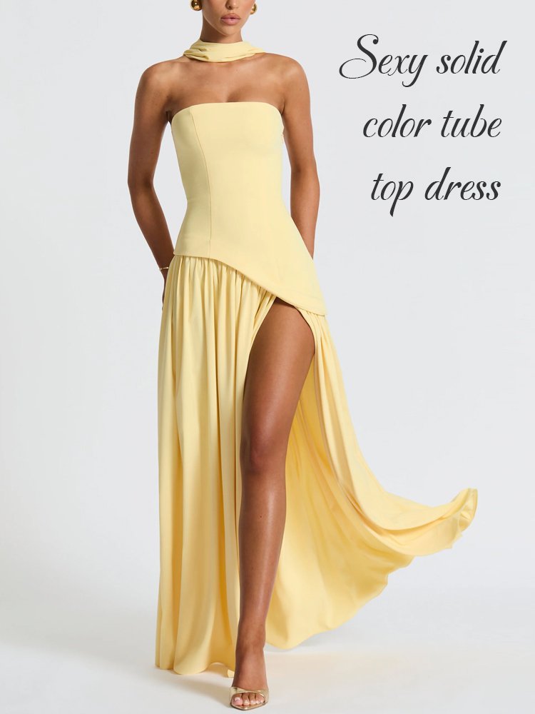 Sexy solid color tube top dress