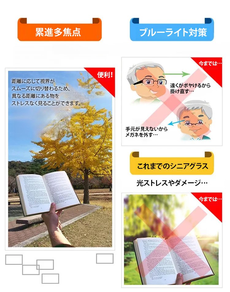 スマートフォン操作に便利な遠近両用メガネ