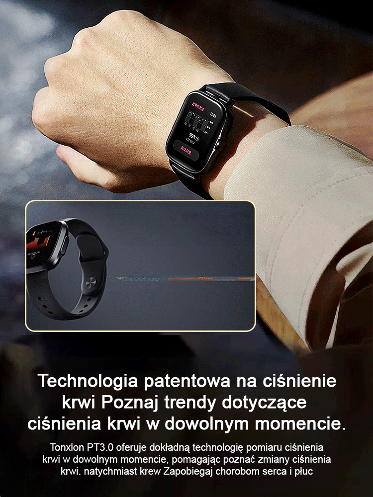 Inteligentna opaska sportowa z pomiarem tętna Bluetooth