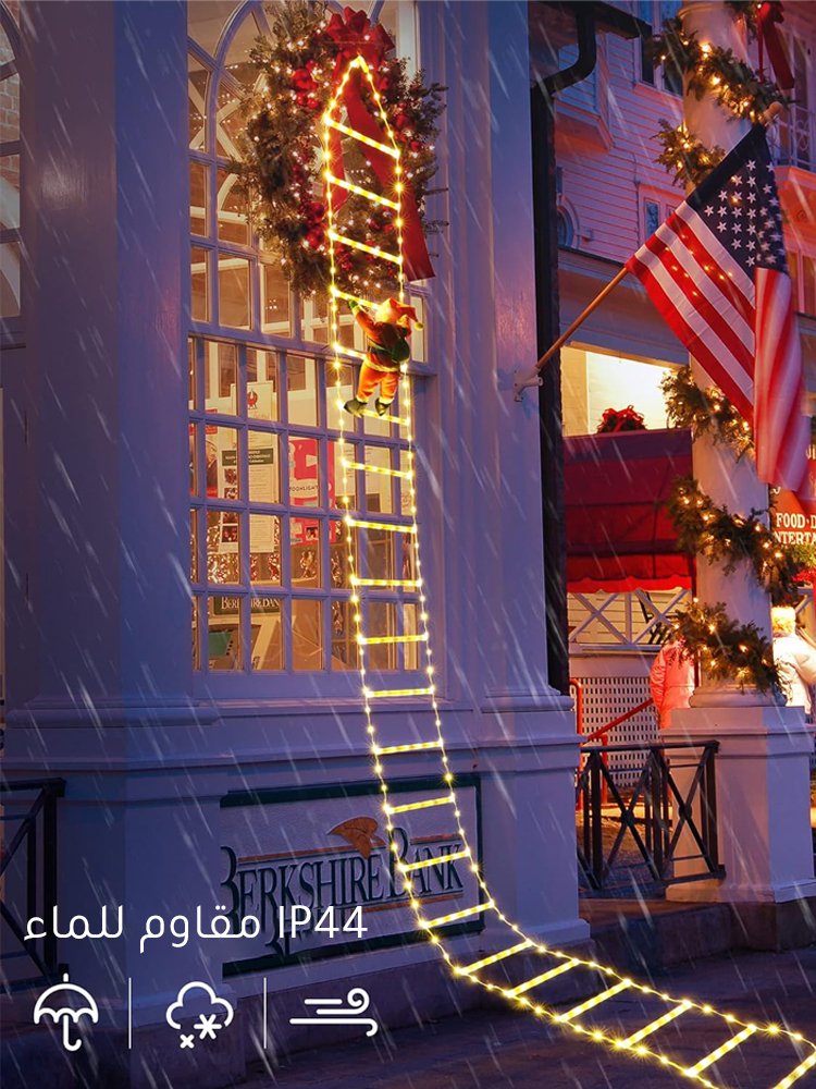 (عرض خاص لعيد الميلاد) شريط إضاءة LED بتصميم السلم مزين بسانتا كلوز يتسلقه