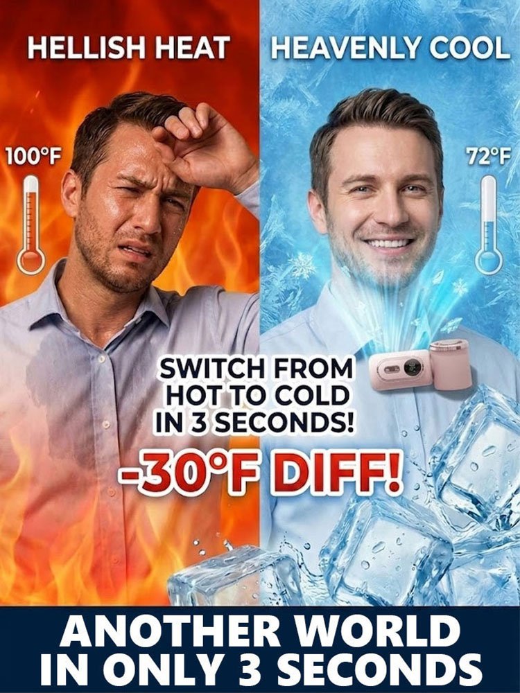 【Comes with a clip, hands-free】Rotatable portable ice pack fan