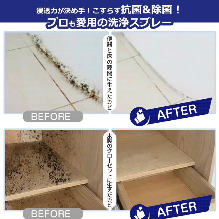 「プロも愛用」薬剤メーカーと共同開発のカビ取りスプレー
