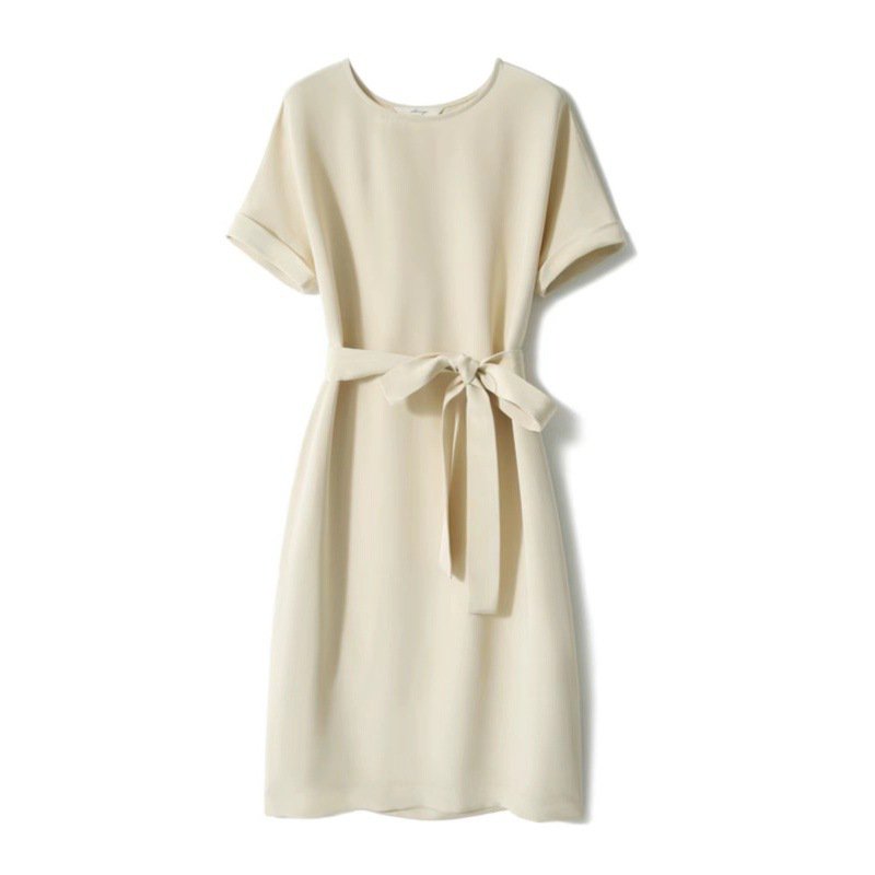 여름 헤비 모조 실크 스트레이트 타이 드레스