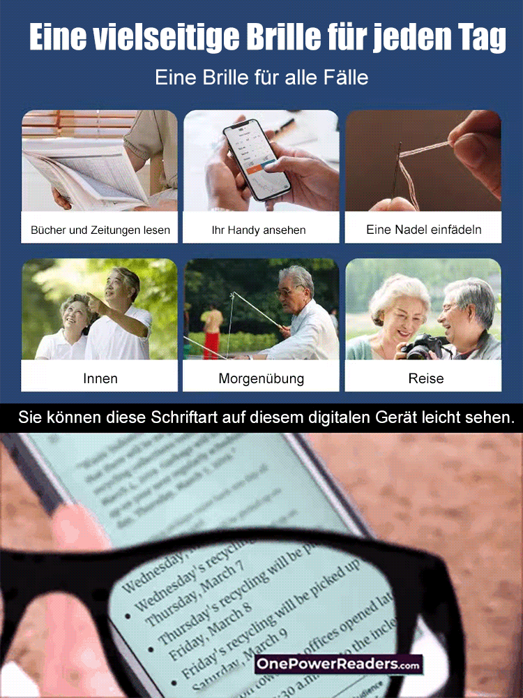 Ultraleichte Modebrille für Presbyopie