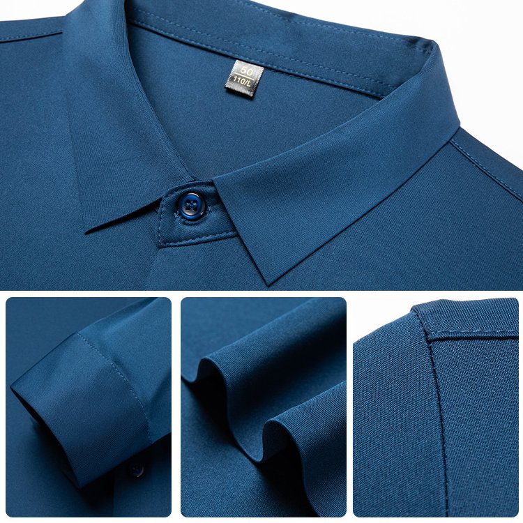 涼感 長袖メンズシャツ シワ防止 ドレープ 快適