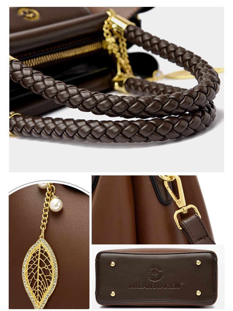 (نفس طراز عرض باريس) حقيبة يد عصرية بمقبض مضفور