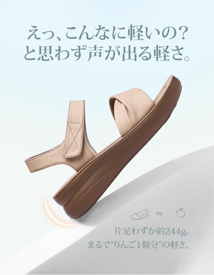 高品質本革を使用したサンダルのアップ写真