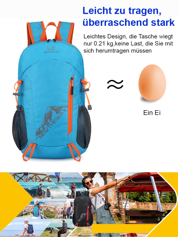 Großer faltbarer Wanderrucksack, leichter als ein Ei.