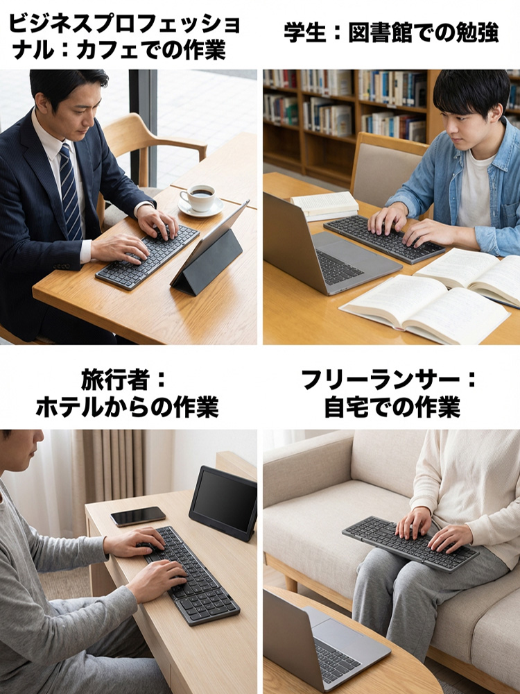 3つ折り式Bluetoothワイヤレスポータブルキーボード