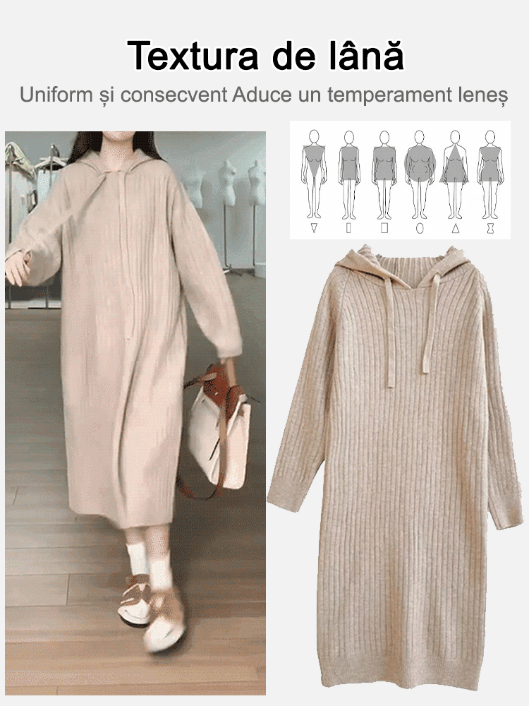 [Patru culori disponibile] Fusta tricotată cu glugă în stil coreean