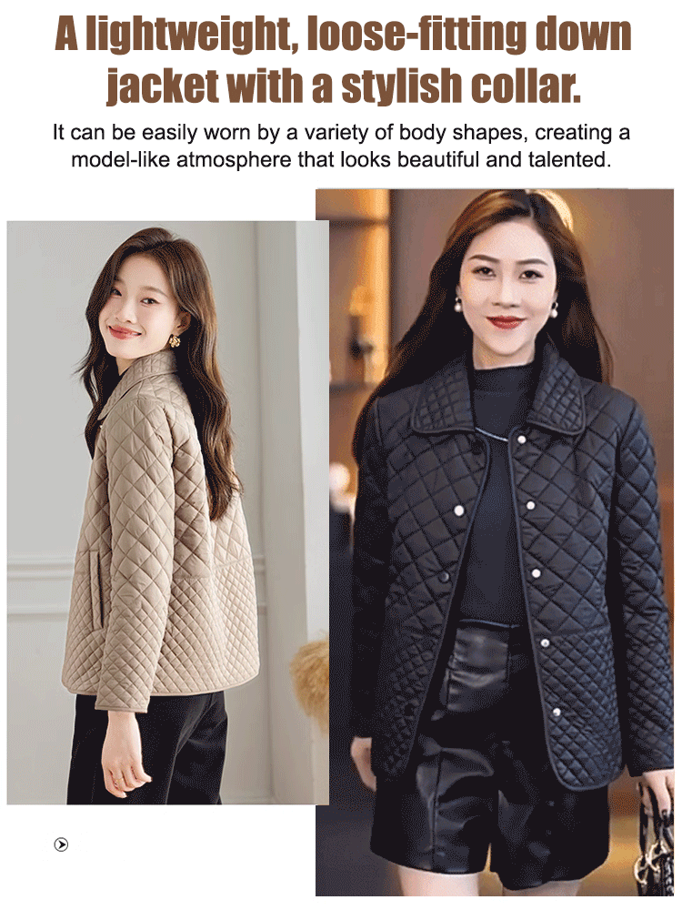 Diamond-patterned fashionable lightweight down jacket