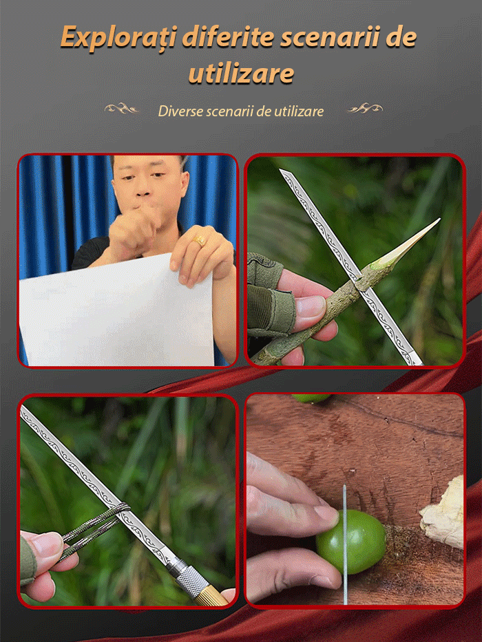 Cuțit de ceai și ac de autoapărare pentru exterior, integrate într-un singur instrument.
