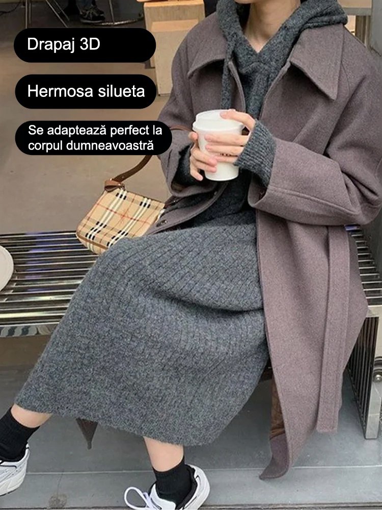 [Patru culori disponibile] Fusta tricotată cu glugă în stil coreean