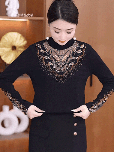 加絨網紗鏤空性感打底衫