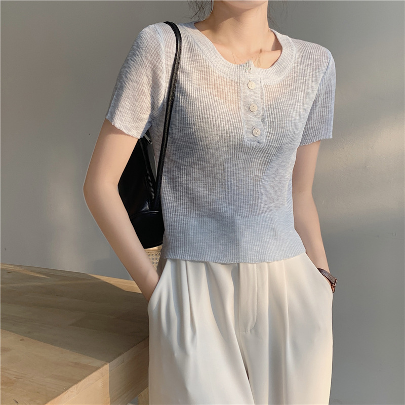 여름용 시원한 여성 니트 상세 이미지