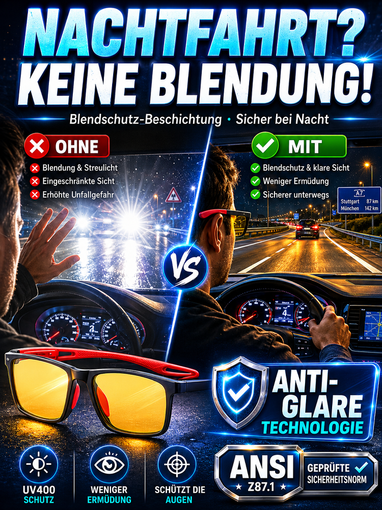Ultraleichte Sport-Nachtlesebrille für Tag und Nacht