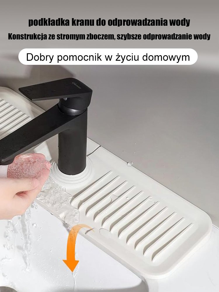 [Przeciw pleśni] Silikonowa podkładka kranu do zapobiegania rozpryskom i odprowadzania wody