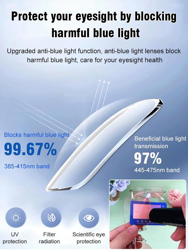 【 Temperament goddess 】 New blush frameless cut edge reading glasses