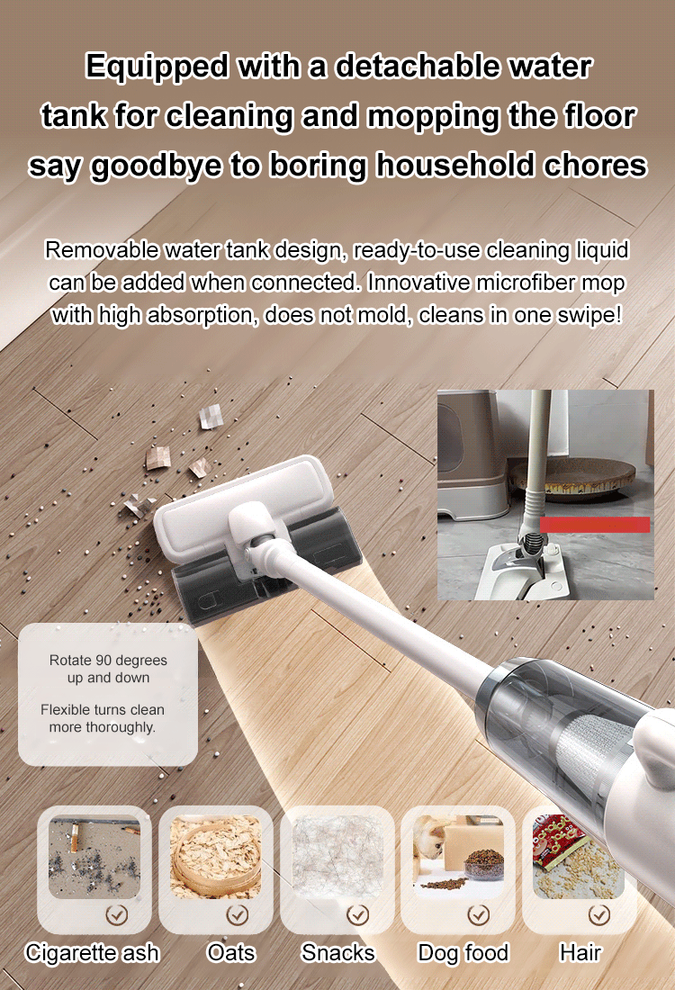 [Wireless vacuuming and mopping] High suction power dust mite removal mopping machine