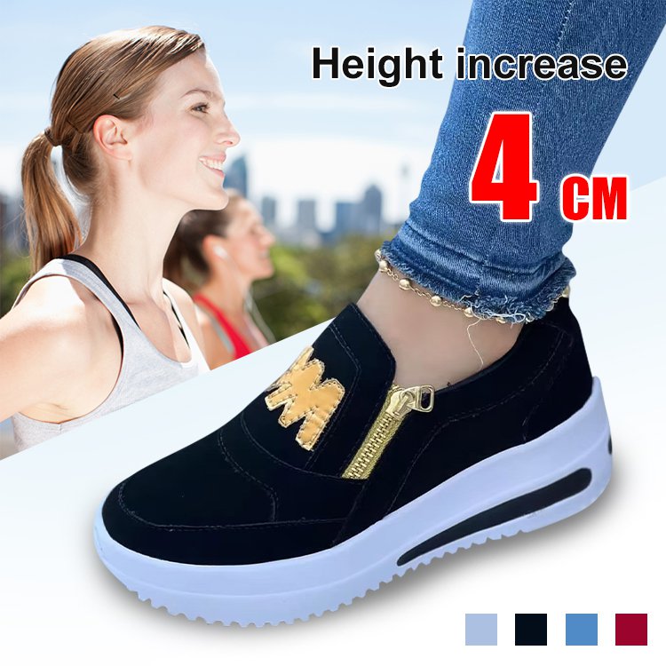 Side zipper solid color muffin shoes
