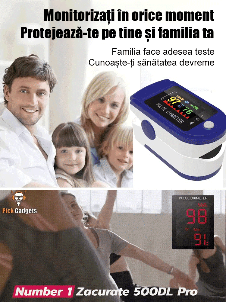 Monitor de uz casnic cu clemă pentru degete