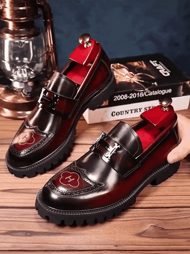 حذاء جلد أمريكي معتق مريح بلون غير لامع للرجال