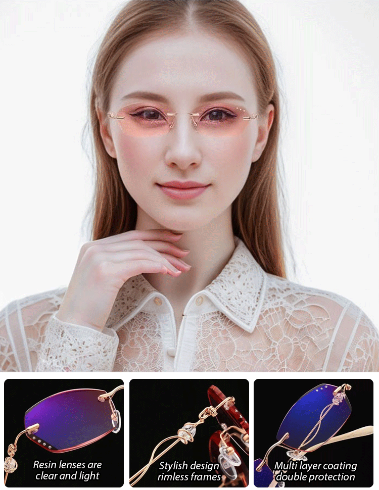Elegant Cutting Edge Rimless Presbyopia Glasses
