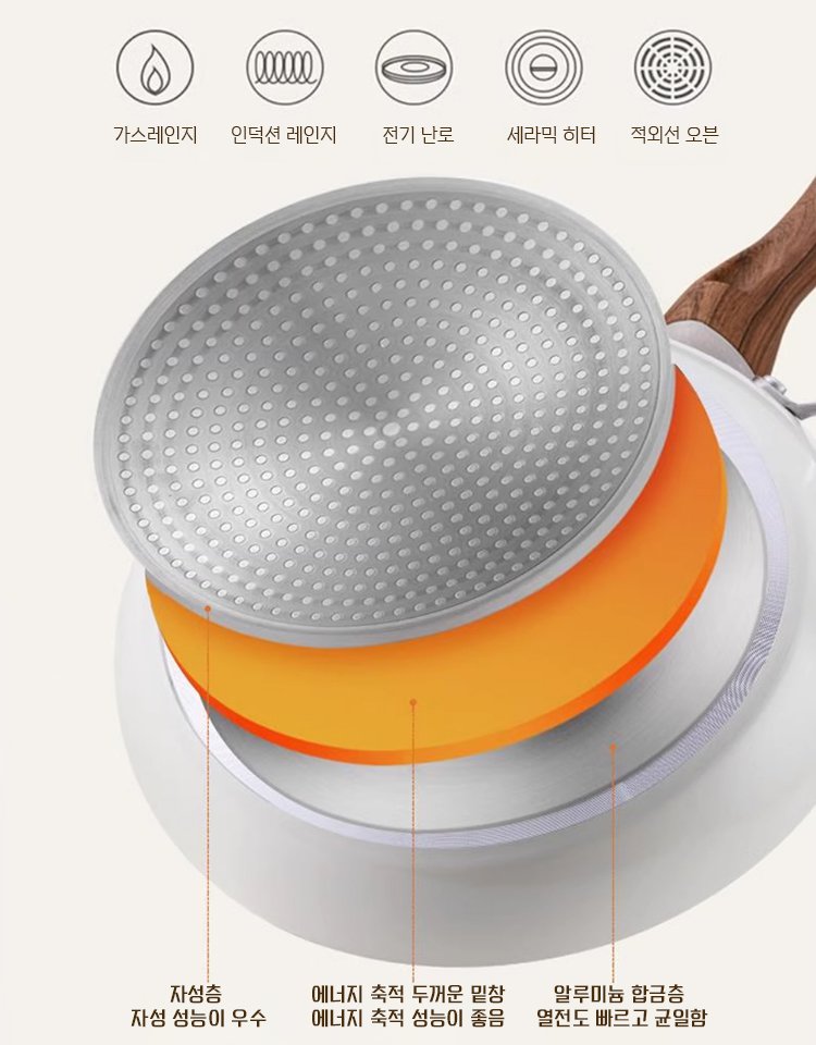 0 코팅 조개 세라믹 달라붙지 않는 논스틱 팬