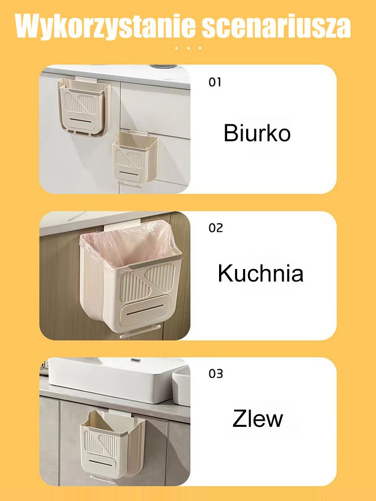 Wiszący składany kosz na śmieci